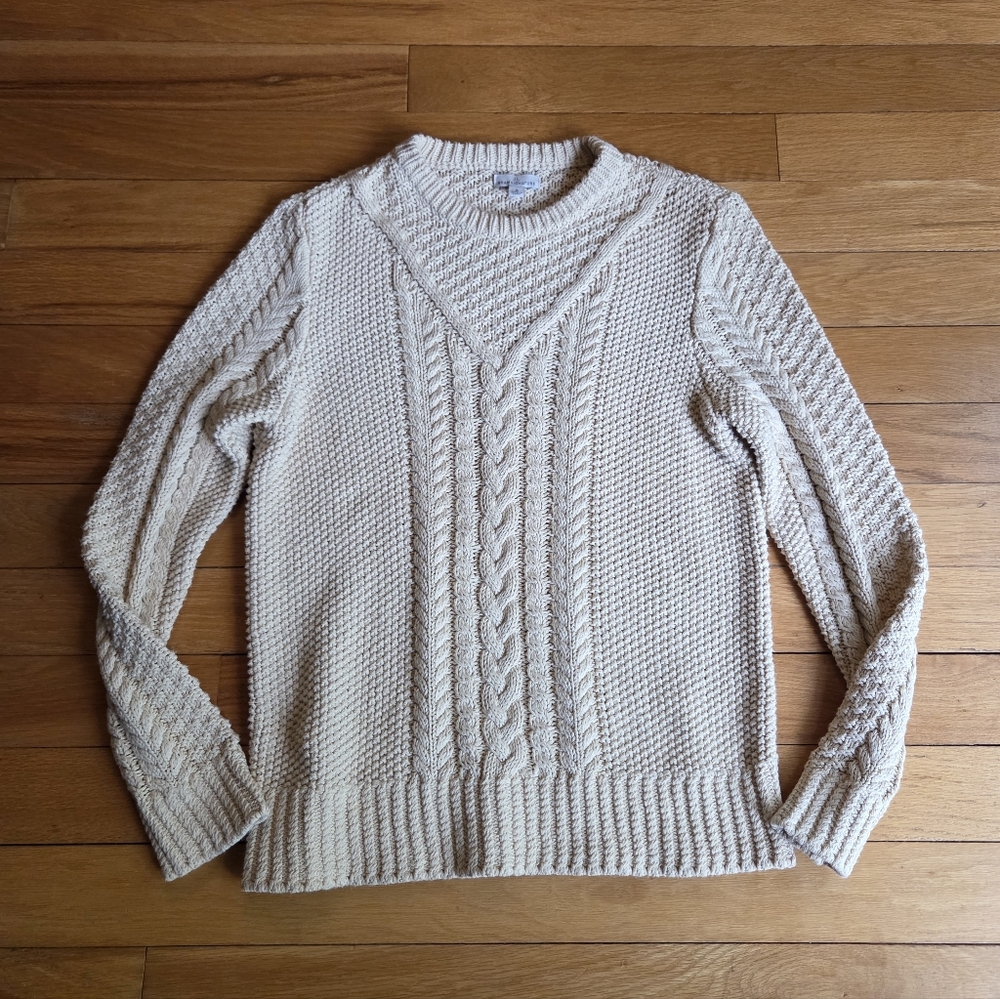 L.L.‎ Bean Signature Women's Cream Cable Knit Sweater